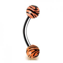 Piercing pour arcade acry motif zèbre orange (76)