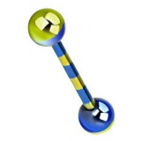 Piercing pour langue PVD strié bleu (13)