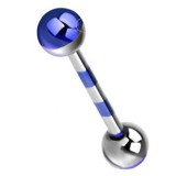 Piercing pour langue PVD à rayures gris et bleu (13)