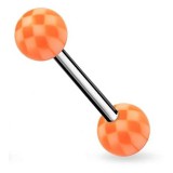 Piercing de langue UV motif damier orange (06)