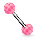 Piercing de langue UV motif damier rose (06)