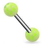 Piercing de langue UV damier vert pomme effet UV (06)