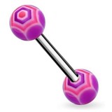 Piercing de langue UV motif araignée lilas et rose (09)