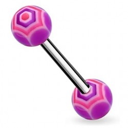 Piercing de langue UV motif araignée lilas et rose (09)