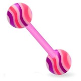 Piercing de langue UV barre flexible striée rose lilas (35)