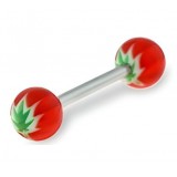 Piercing de langue UV motif feuille de cannabis rouge (52)