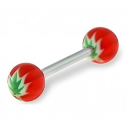 Piercing de langue UV motif feuille de cannabis rouge (52)