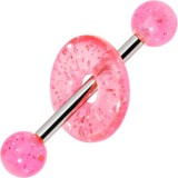 Piercing langue coquine donuts rond paillettes rose boule (08)