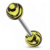 Piercing de langue UV motif zèbre jaune (14)