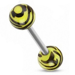 Piercing de langue UV motif zèbre jaune (14)