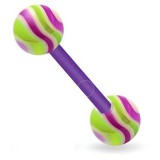 Piercing de langue UV tige flexible striée vert et lilas (35)