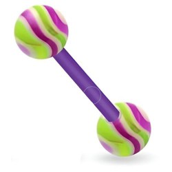 Piercing de langue UV tige flexible striée vert et lilas (35)