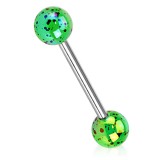 Piercing de langue UV boule luissant tacheté vert (95)