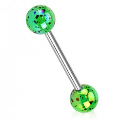 Piercing de langue UV boule luissant tacheté vert (95)