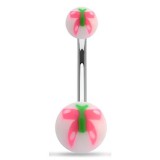 Piercing nombril UV papillon peint rose et vert (37)