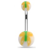 Piercing nombril UV papillon peint jaune et vert (37)