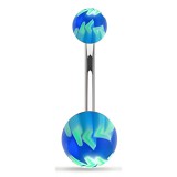 Piercing nombril UV balle de baseball bleu et vert (79)