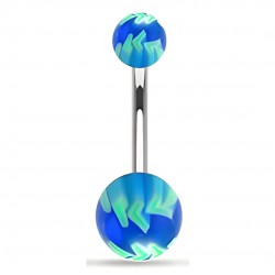 Piercing nombril UV balle de baseball bleu et vert (79)