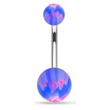 Piercing nombril UV balle de baseball bleu clair et rose (79)