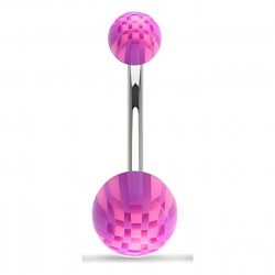 Piercing nombril UV motif damier effet luminescent lilas (31)