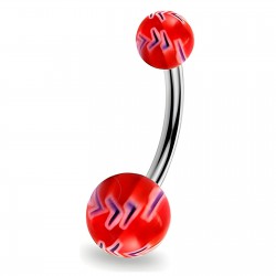 Piercing nombril UV balle de baseball rouge et bleue (79)