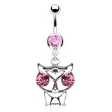 Piercing nombril hibou aux yeux roses (95)