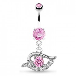 Piercing nombril œil avec cristaux multiples roses