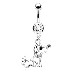 Piercing nombril animal chien assis cristaux transparents (94)