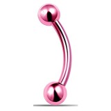 Piercing arcade banane avec embouts boule rose plaqué titane (116)