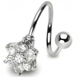 Piercing spirale fleur avec cristaux transparents (26)