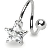 Piercing spirale étoile cristal transparente (31)