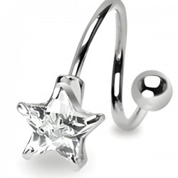 Piercing spirale étoile cristal transparente (31)