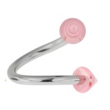 Piercing spirale deux pointes rose (02)