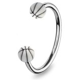 Piercing micro circulaire avec embouts boule motif basket blanc (22)