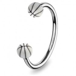 Piercing micro circulaire avec embouts boule motif basket blanc (22)
