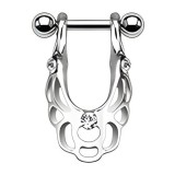 Piercing hélix bouclier trois cristaux transparents gris (57)