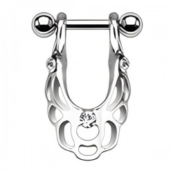 Piercing hélix bouclier trois cristaux transparents gris (57)