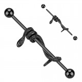 Piercing industriel noir avec un serpent enroulé (185)
