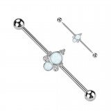 Piercing industriel gris deux cercles en opalite aurora (185)