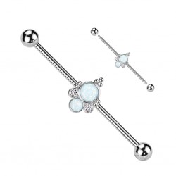 Piercing industriel gris deux cercles en opalite aurora (185)