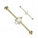 Piercing industriel jaune deux cercles en opalite aurora (186)