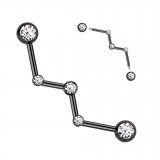 Piercing industriel zig-zag noir avec strass transparents (188)