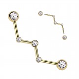 Piercing industriel zig-zag jaune avec strass transparents (188)