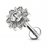Piercing micro-labret 133 - PVD fleur gem aurora