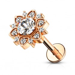 Piercing micro-labret 133 - Rose fleur gem aurora