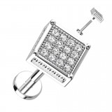 Piercing micro labret gris carré multiples strass transparents (170)