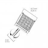 Piercing micro labret gris carré multiples strass transparents (170)