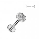 Piercing micro labret gris strass transparent dans cercle (171)