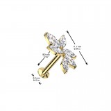 Piercing micro labret jaune six pétales strass transparents (172)