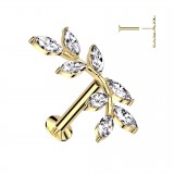 Piercing micro labret jaune belle branche strass transparents (173)